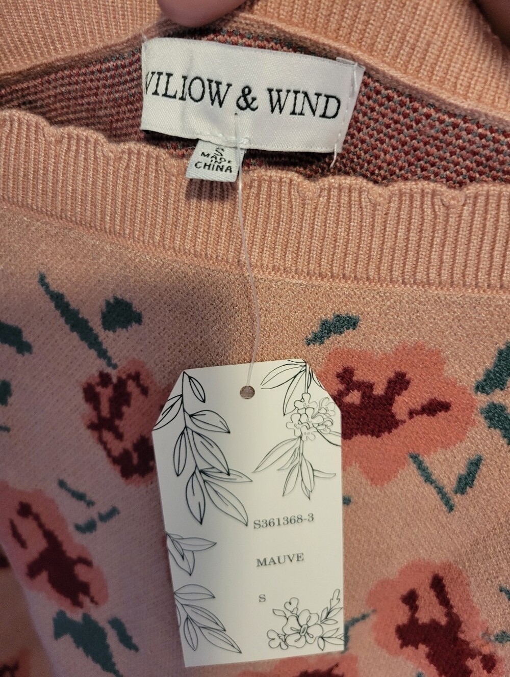 Pink Floral Square-Neck Crop Sweater - Picture 4 of 5